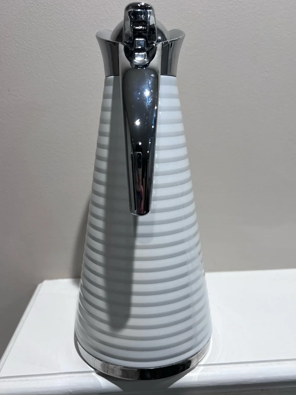 Vintage 1970s Balduzzi Italy White Chrome Thermal Coffee Carafe Pitcher MCM